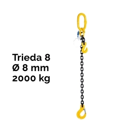 Jednopramenný řetězový vazák, oko-hák, zkracovač, nosnost 2000 kg, G8-8, Certifikát ČŽ